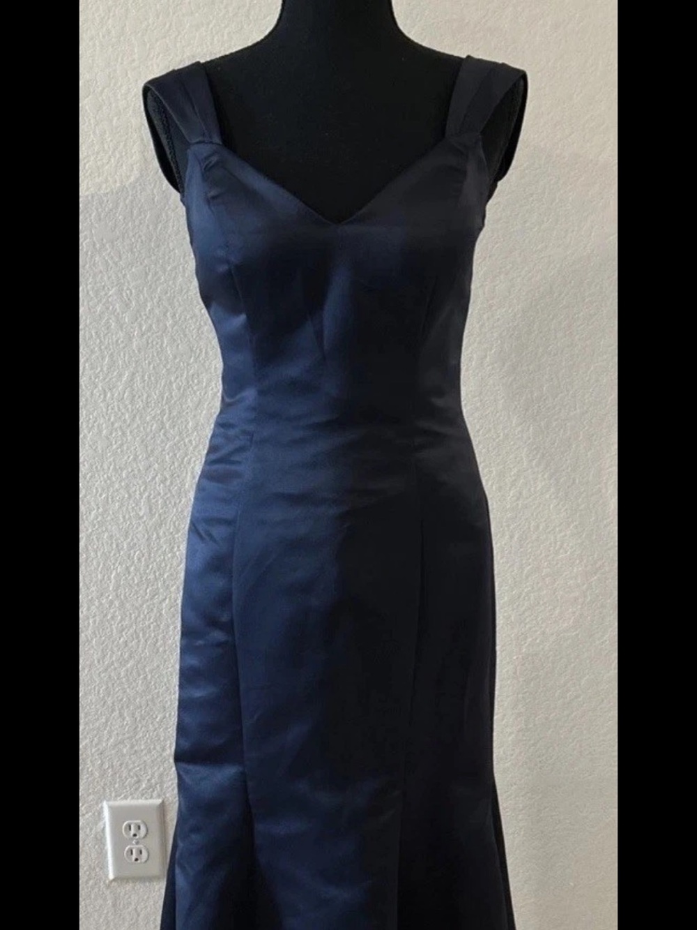 Morilee Madeline Gardner Navy Blue Satin Gown Trumpet Mermaid Formal Dress 6